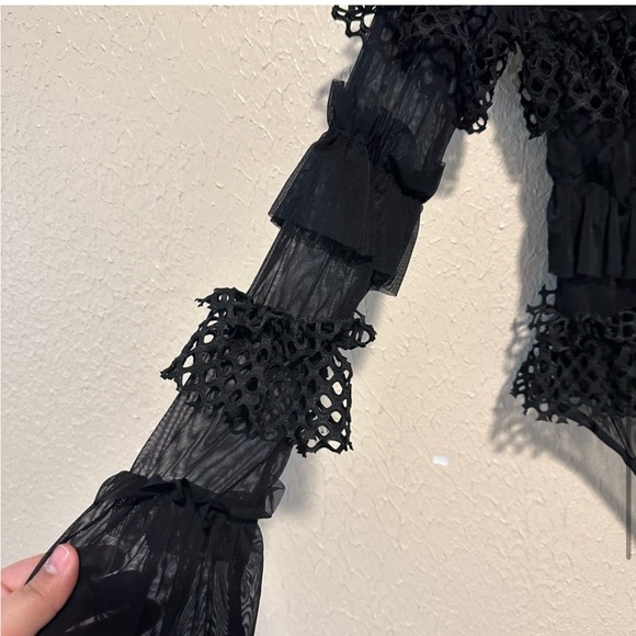 Black Sheer Ruffle Bodysuit NWT - Picture 6 of 10